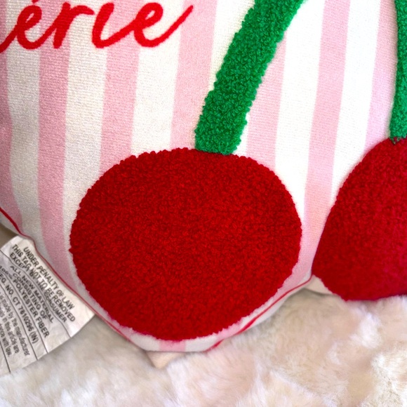 2 piece set Heart ❤️ PINK RED Cherries Accent Pillows -- NWTS Ma Cherie - Picture 8 of 9